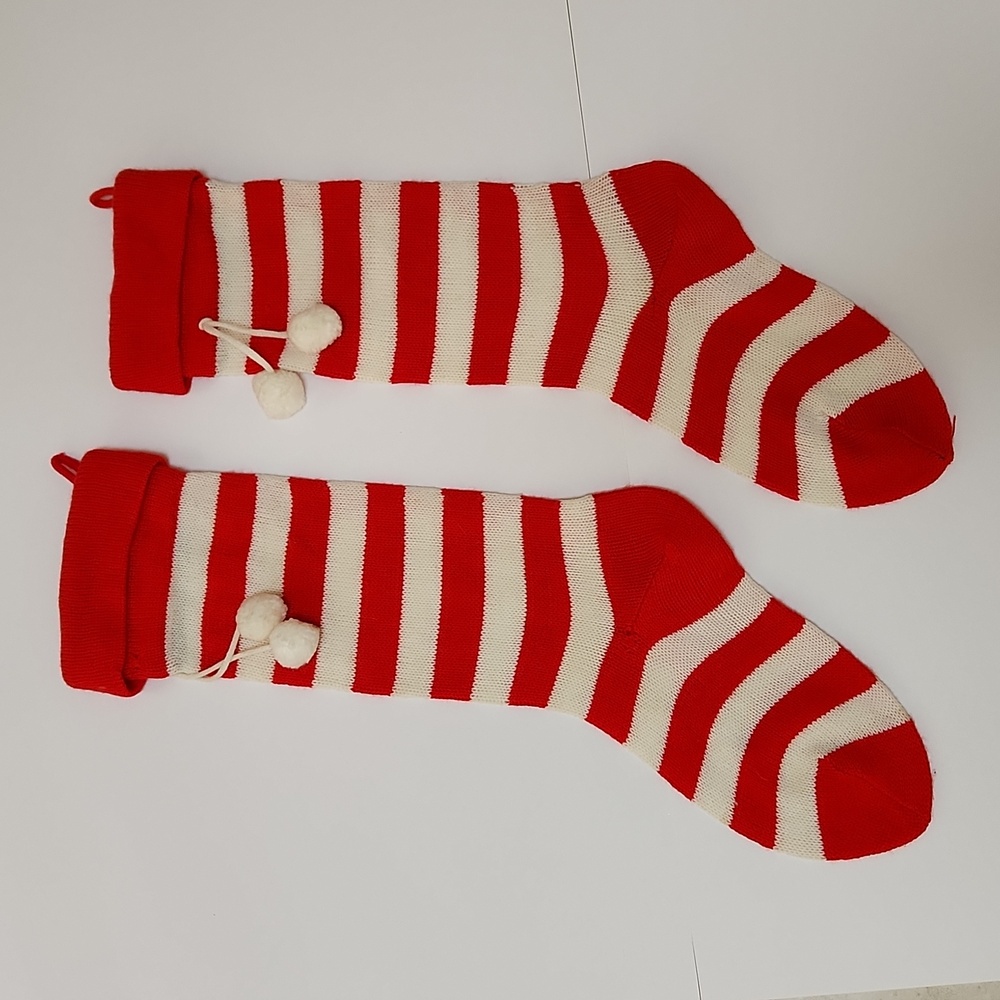 Vintage Knit Christmas Stockings Socks Retro Mid Century